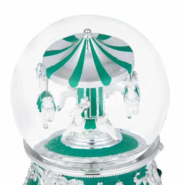 【JARLL 讚爾藝術】沙弗萊石綠 聖誕旋轉麋鹿 水晶球音樂盒(生日情人告白 結婚 聖誕禮物 交換禮物 聖誕裝飾)