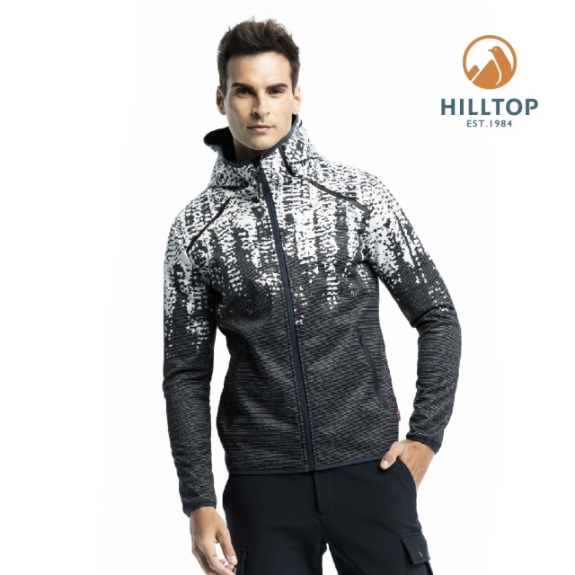 【Hilltop 山頂鳥】男款SOFTSHELL防風透氣保暖印花外套H22MX9黑白印花