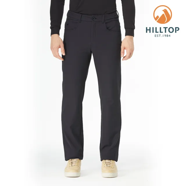 【Hilltop 山頂鳥】男款超潑水彈性保暖長褲 H31MM1 黑