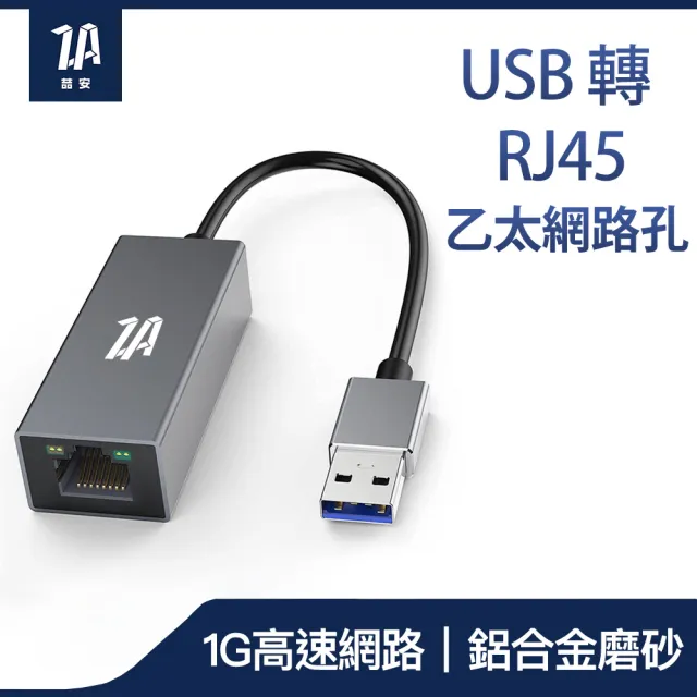 【ZA喆安】Type A to RJ45 1Gbps高速乙太網路卡Hub多功能擴充集線USB轉接器頭(M1/M2 MacBook Type-A網卡)