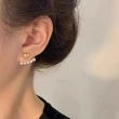 【Emi 艾迷】甜蜜愛心珍珠上下925銀針耳環