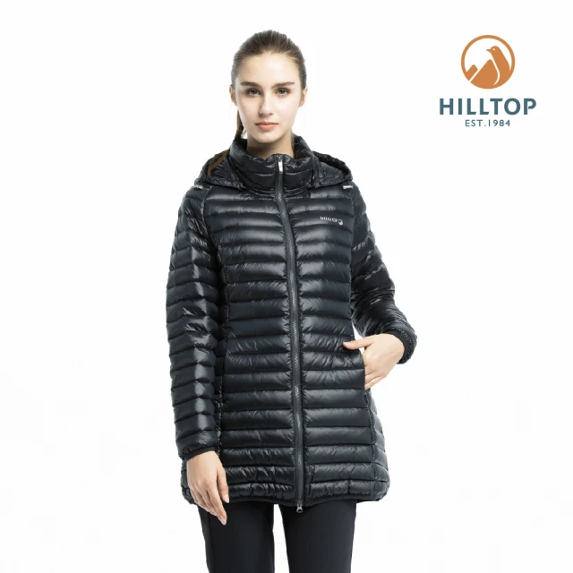 【Hilltop 山頂鳥】女款輕量超潑水保暖蓄熱羽絨短大衣F22F03黑