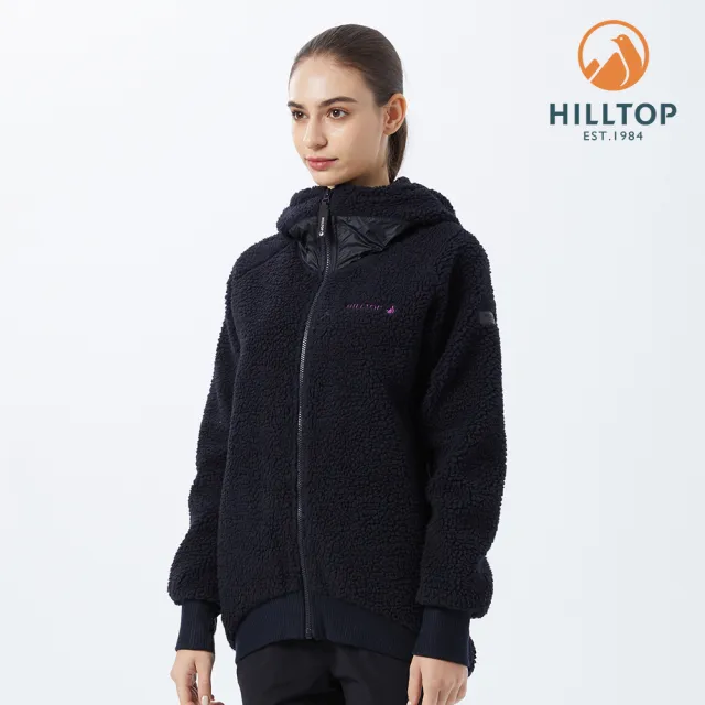 【Hilltop 山頂鳥】Weather Proof Fleece 女款保暖搖粒絨連帽刷毛外套 PH24XFK3 深藍
