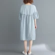 【米蘭精品】連身裙棉麻洋裝(木耳邊寬鬆及膝休閒女裙子2色74cs14)