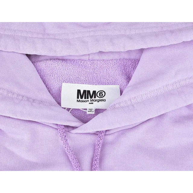 【MM6 MAISON MARGIELA】MM6 Maison Margiela白字LOGO棉質長袖連帽T恤(女款/淡紫色)