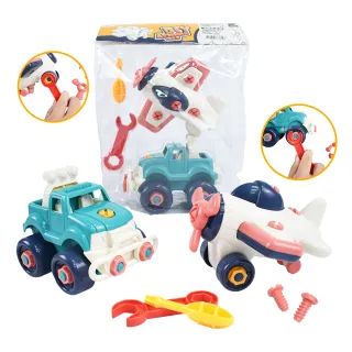 【Playful Toys 頑玩具】拆裝飛機+吉普越野車(DIY組裝玩具 玩具車 兒童禮物)