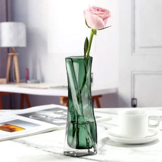 【JEN】北歐創意翠綠玻璃花器花瓶高19cm
