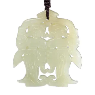 【漢石齋】天然A貨 和田白玉 戰國舞人佩玉佩吊墜(43*47*5mm)