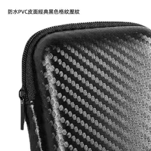 【月陽】黑格紋硬殼15.5X10.6cm耳機數據線小物收納拉鍊包(BA1510)