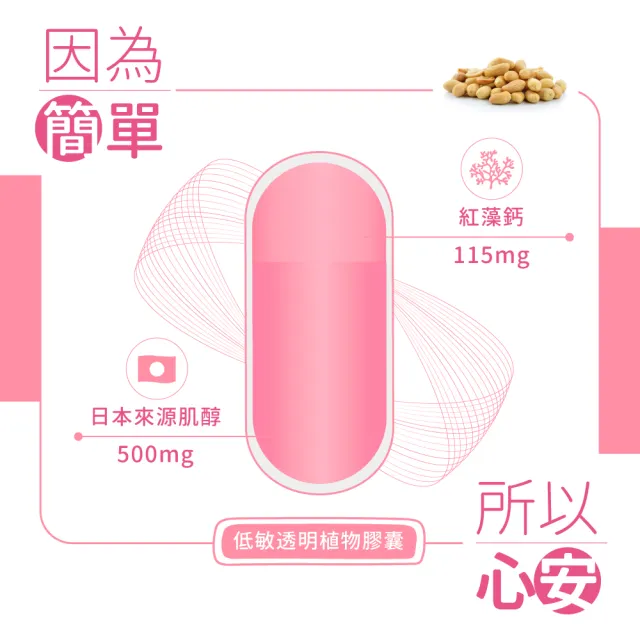 即期品【多立康】蓓韻 日本高劑型肌醇500+鈣 60粒x2(素食/備孕/紅藻鈣/肌醇500mg/低敏植物膠囊)