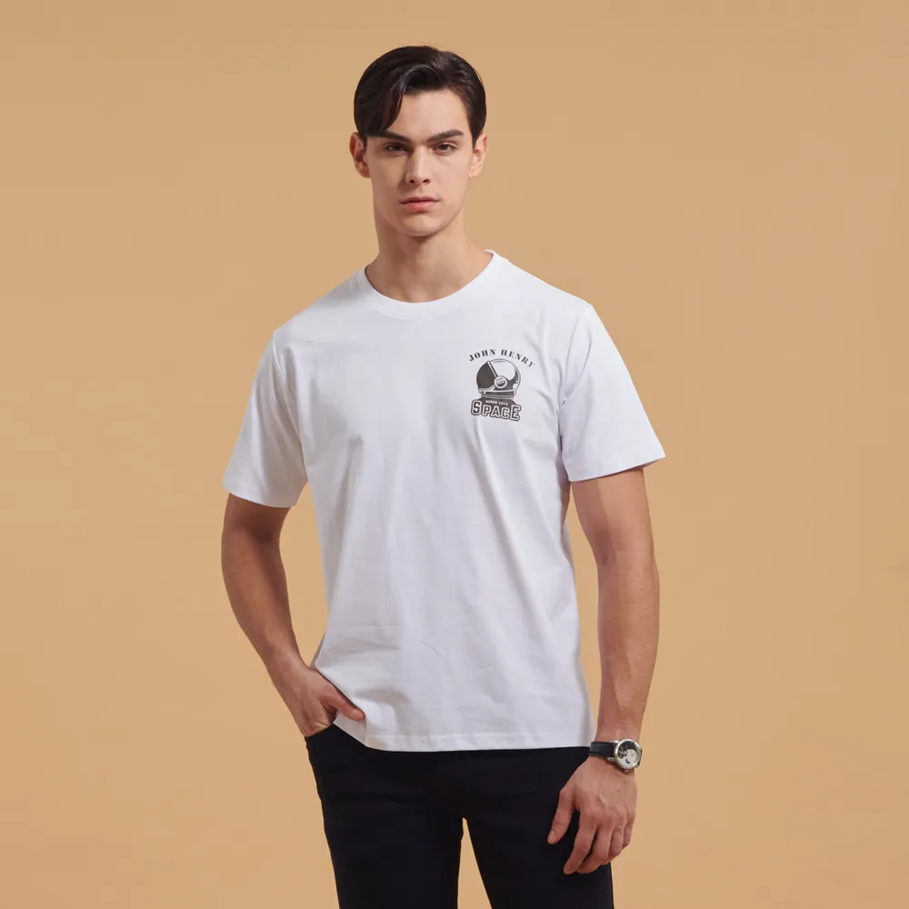 【JOHN HENRY】太空人LOGO短袖T恤-白色