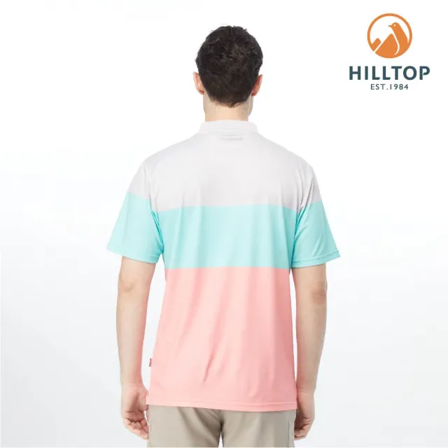 【Hilltop 山頂鳥】Golf-Pro Polygiene 男款抗菌吸濕快乾抗UV撞色條紋 POLO衫 PS14XMJ5 灰