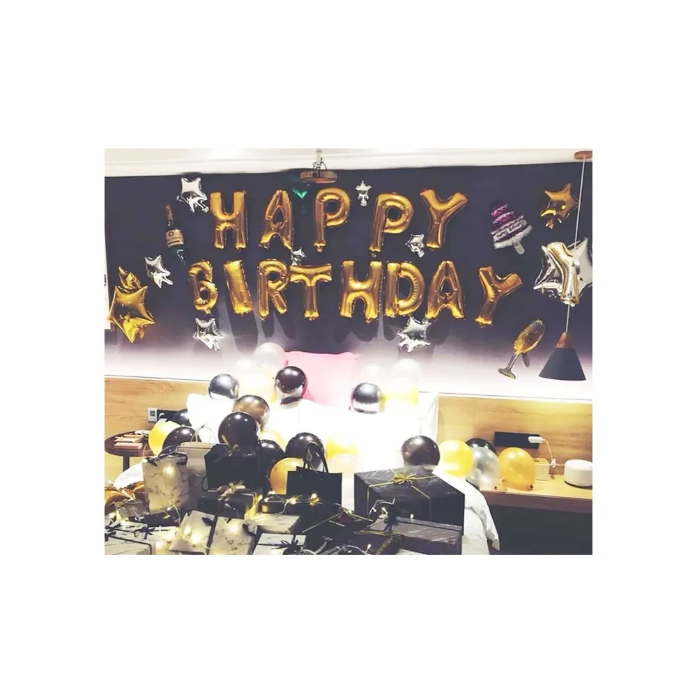【阿米氣球派對】金色典雅生日氣球套餐組(生日氣球 生日佈置)