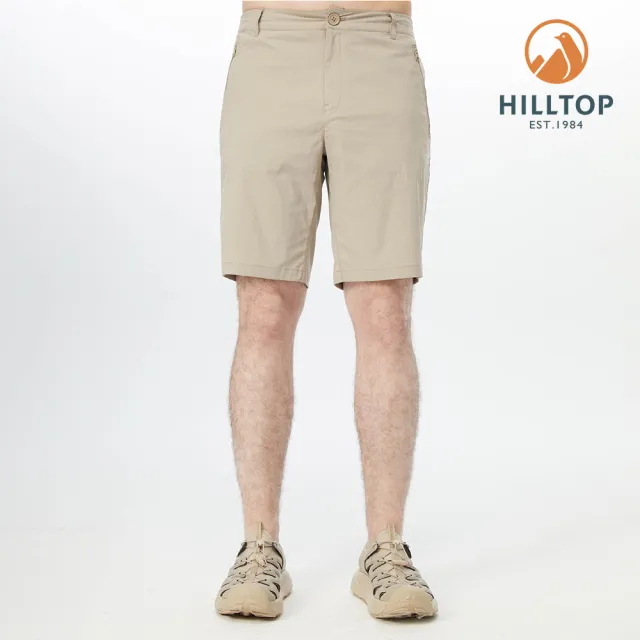 【Hilltop 山頂鳥】Expedition Summer 男款吸濕快乾抗UV彈性戶外休閒短褲 PS09XM80 卡其