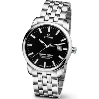 【TITONI 梅花錶】大師系列 瑞士天文台認證機械腕錶/時尚黑41mm(83188 S-577)