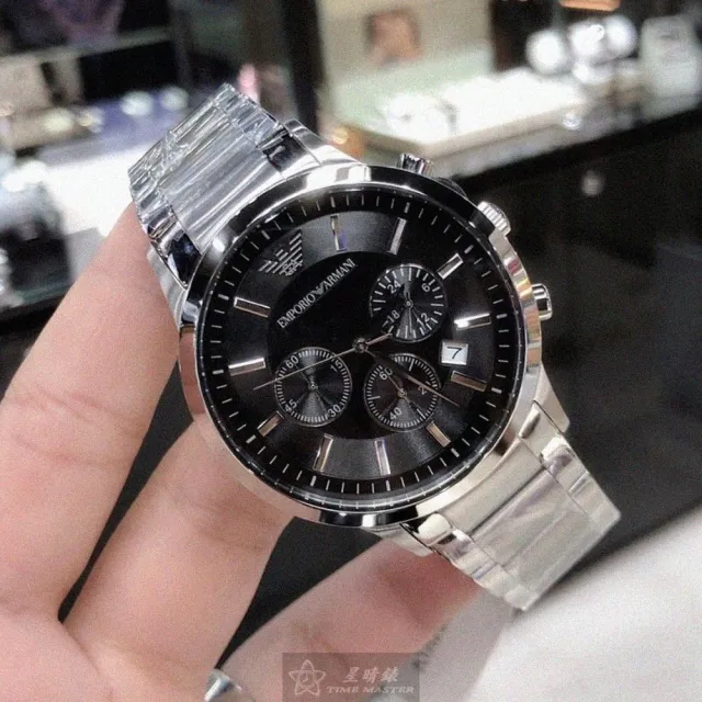 【EMPORIO ARMANI】雙11ARMANI阿曼尼男錶型號AR00019(黑色錶面銀錶殼銀色精鋼錶帶款)