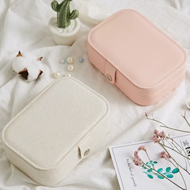 【Emi 艾迷】韓版 粉嫩色雙層 可攜帶式 珠寶盒 首飾盒