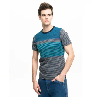 【Hilltop 山頂鳥】男款吸濕快乾Polygiene抗菌彈性T恤S04MC4黑藍/白