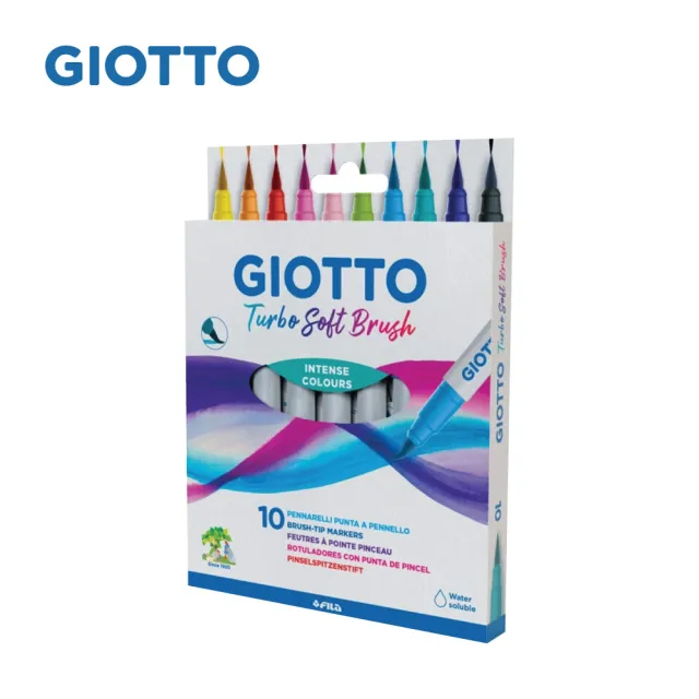 【義大利GIOTTO】軟刷頭藝術筆10色(印度製 水性 好洗 軟筆刷 柔繪筆 藝術筆 彩色筆 彩繪筆 水洗彩色筆)