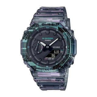 【CASIO 卡西歐】G-SHOCK 男錶 雙顯錶 橡膠錶帶 半透明 雜訊意象設計 防水200米 GA-2100(GA-2100NN-1A)