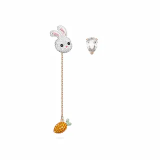 【SWAROVSKI 官方直營】Zodiac Rabbit 水滴形耳環 非對稱設計 兔子和紅蘿蔔 漸層色 鍍玫瑰金色調 交換禮物