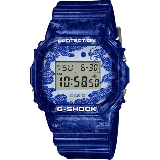 【CASIO 卡西歐】G-SHOCK 青花瓷系列 電子錶(DW-5600BWP-2)