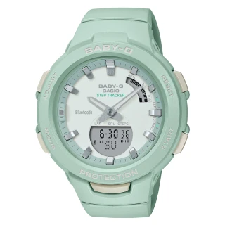 【CASIO 卡西歐】雙顯錶 女錶 橡膠錶帶 藍牙連結 綠色 防水100米 BSA-B100CS(BSA-B100CS-3A)
