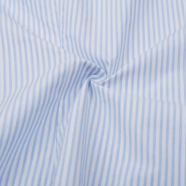 【ROBINA羅彼納】寮國製 條紋丰采 純棉商務長袖襯衫(藍)
