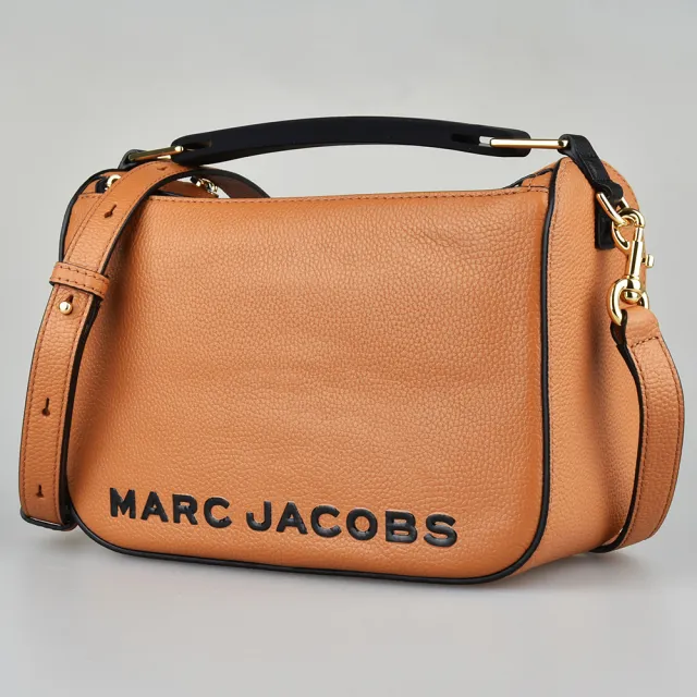 MARC JACOBS 馬克賈伯】MARC JACOBS THE SOFT BOX 23黑字LOGO牛皮拉鍊