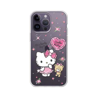 【apbs】三麗鷗 Kitty iPhone 14 Pro Max/14 Pro/14 Plus/14 輕薄軍規防摔水晶彩鑽手機殼(凱蒂好心情)