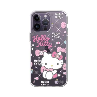 【apbs】三麗鷗 Kitty iPhone 14 Pro Max/14 Pro/14 Plus/14 輕薄軍規防摔水晶彩鑽手機殼(凱蒂粉幸運)
