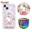 【apbs】三麗鷗 Kitty iPhone 14 Pro Max/14 Pro/14 Plus/14 輕薄軍規防摔水晶彩鑽手機殼(凱蒂奢華風)