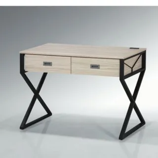 【AS雅司設計】喬治4尺白枔木色耐磨插座鐵架書桌-121x60x79cm五色可選