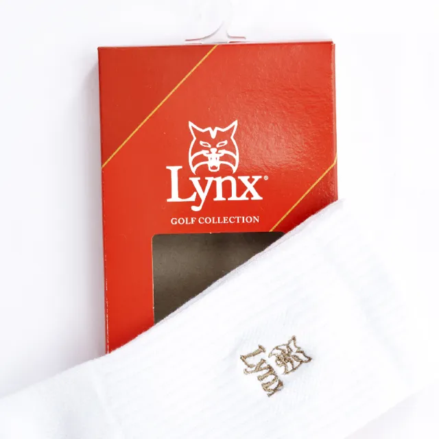 【Lynx Golf】男款山貓Logo精美襪款3入組(短襪/中筒襪)