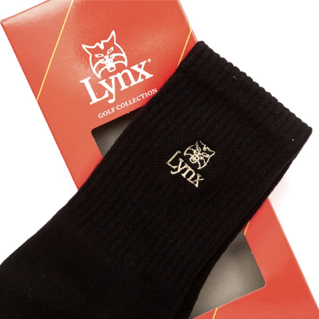 【Lynx Golf】男款山貓Logo精美襪款3入組(短襪/中筒襪)