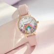 【Olivia Burton】NHS Rainbow系列-玫瑰金殼彩虹面霧粉皮帶腕錶-30mm(OB16RB29)
