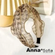 【AnnaSofia】韓式髮箍髮飾-千鳥紗格木耳邊 現貨(咖駝系)