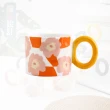 【哈生活】撞色款抽象花朵陶瓷馬克杯/辦公杯/陶瓷咖啡杯(450ml)