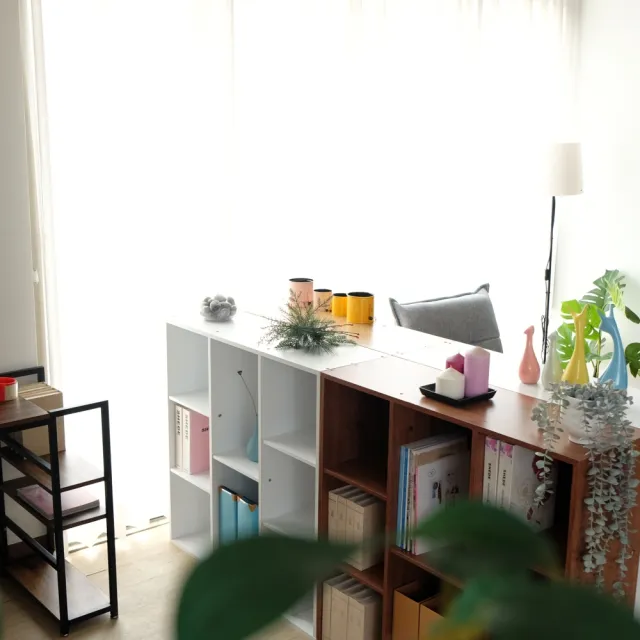 【EASY HOME】台灣製 -加厚八隔直橫兩用收納櫃-北歐原木色(書櫃 日式書櫃 收納櫃 雜誌櫃 文件櫃)