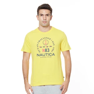 【NAUTICA】男裝品牌元素純棉短袖T恤(黃色)