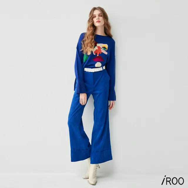 【iROO】氣質經典時尚長寬褲