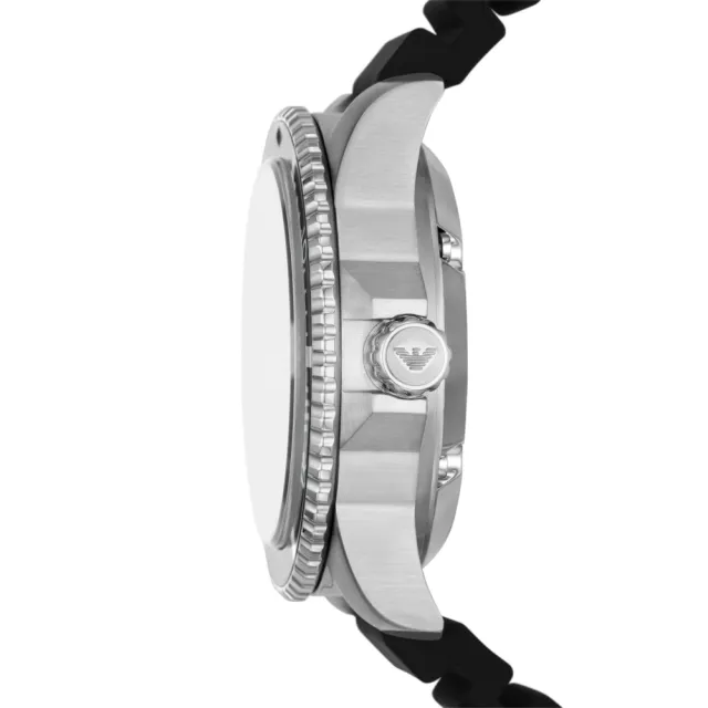 【EMPORIO ARMANI】Meccanico系列海洋波紋機械腕錶-黑(AR60062)
