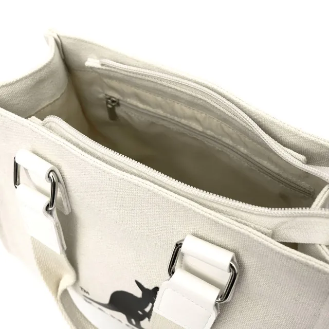 【KANGOL】吐司包 手提包 袋鼠LOGO包 帆布包 側背包(米白/黑色)