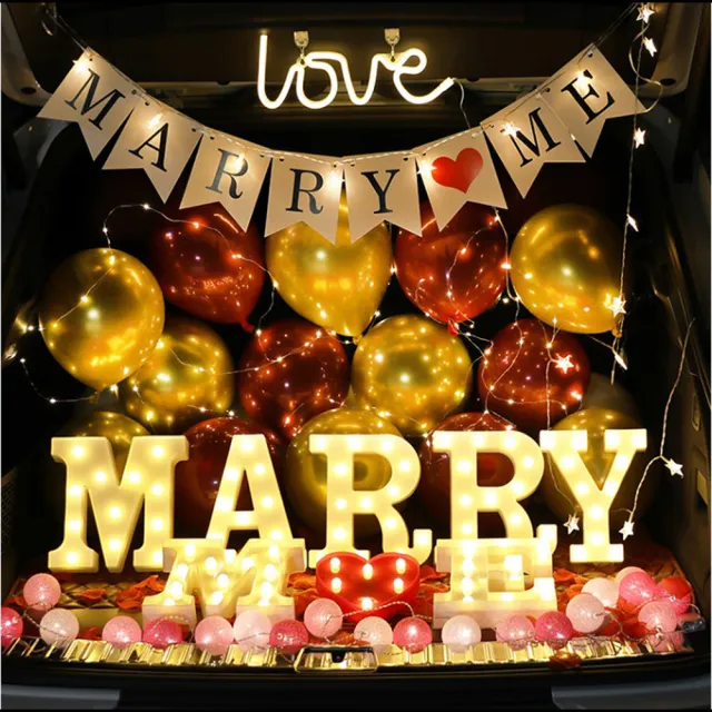 【阿米氣球派對】MARRYME後車箱浪漫求婚氣球組(求婚氣球 求婚佈置 後車廂佈置)