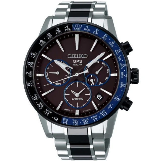 SEIKO 精工 ASTRON衛星GPS 太陽能鈦金屬男士腕錶/黑藍 43.5mm SK037(5X53-0AD0B/SSH009J1)