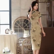 【米蘭精品】連身裙改良式旗袍(玫瑰印花立領短袖女裙子74cn9)
