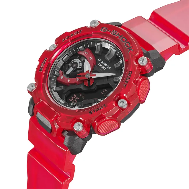 【CASIO 卡西歐】G-SHOCK 炫彩音浪碳核心防護雙顯手錶(GA-2200SKL-4A)