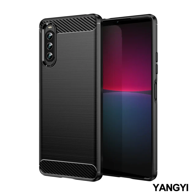 YANG YI 揚邑 Sony Xperia 10 IV 碳纖維拉絲紋軟殼散熱防震抗摔手機殼-黑