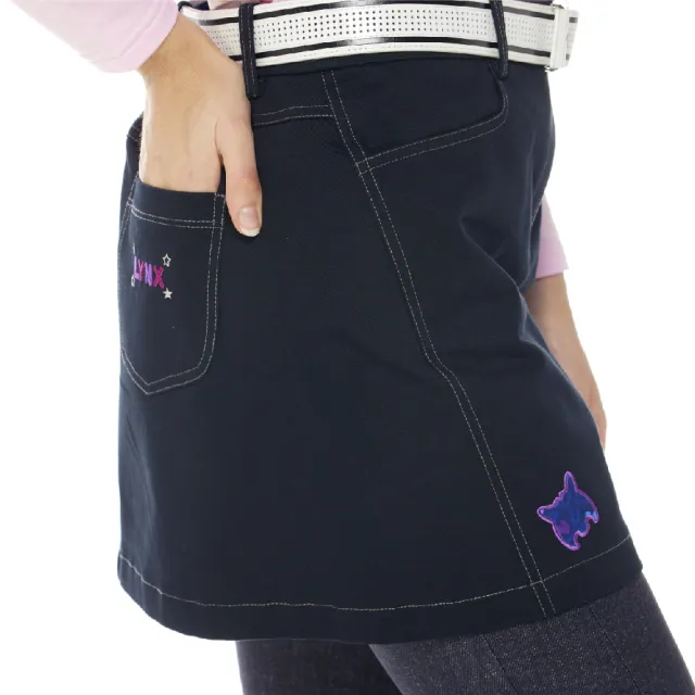【Lynx Golf】女款純棉彈性舒適LOGO針織帶設計山貓貼布造型繡花運動短裙(二色)
