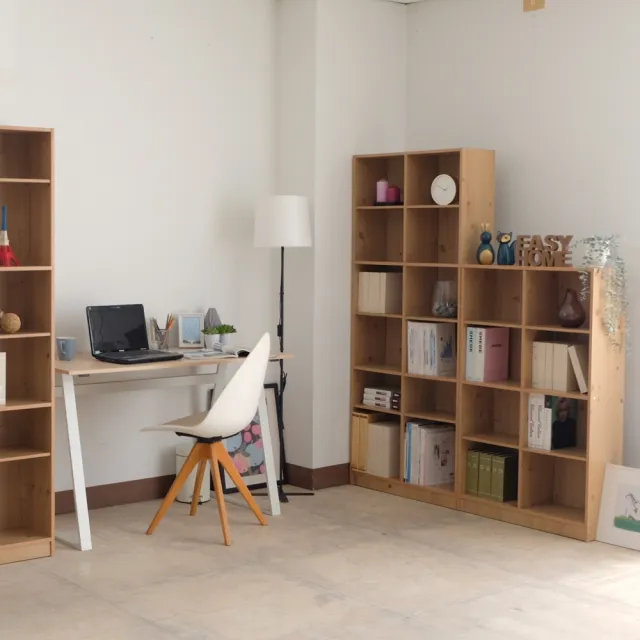 【EASY HOME】台灣製 -12格實芯可調式書櫃採E1板材-北歐原木色(書櫃 置物櫃 收納櫃 展示櫃 組合櫃)